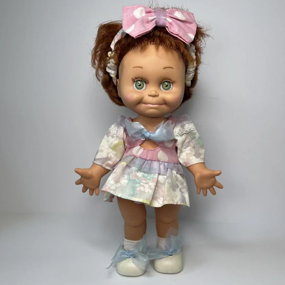 Vintage 1990 Galoob Baby Face So Shy Sherri #9 Green Eyes Pastel Dress